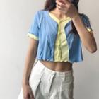 Mock Two-piece Short-sleeve Cropped Top