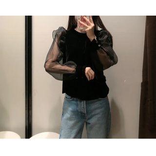Long-sleeve Panel Velvet Shirt