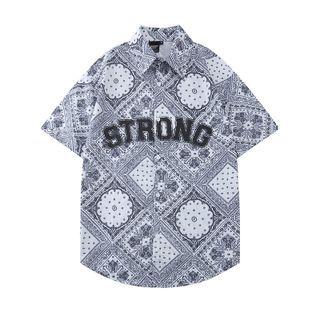 Short-sleeve Paisley Print Lettering Shirt