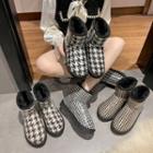 Fleece-lined Houndstooth Short Snow Boots
