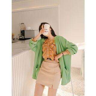 V-neck Oversized Ribbed Cardigan