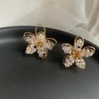 Flower Faux Crystal Earring 1 Pair - 384 - Silver Needle - Gold - One Size