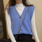 Long-sleeve Top / Button Sweater Vest