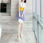 Contrast Color Panel Sleeveless Mini A-line Dress