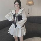 Sailor Collar Two-tone Mini A-line Dress