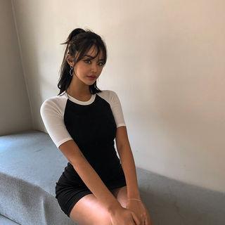 Round-neck Reglan-sleeve T-shirt Dress