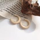 Wooden Open Hoop Earring 925 Silver Earring - Light Khaki - One Size