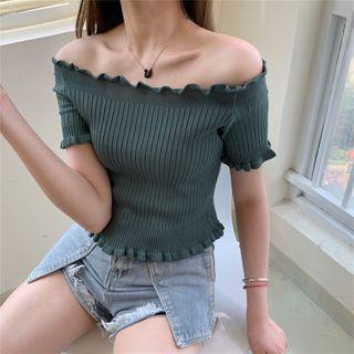 Lettuce Edge Off-shoulder Knit Crop Top