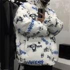 Graffiti Print Zip-up Jacket
