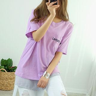 Lettering Pocket-front T-shirt