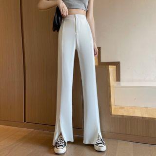 Plain Slitwide-leg Pants