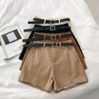 Asymmetric High-waist Cargo Shorts With Belt
