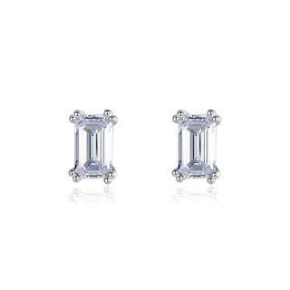 Sterling Silver Simple Fashion Geometric Rectangle Cubic Zirconia Stud Earrings Silver - One Size