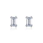 Sterling Silver Simple Fashion Geometric Rectangle Cubic Zirconia Stud Earrings Silver - One Size