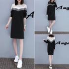 Lace Panel Long-sleeve T-shirt Dress