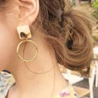 Square & Hoop Statement Earrings Gold - One Size