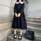 Long-sleeve Peter Pan Collar A-line Midi Dress