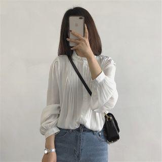 Pintuck Ruffled Blouse