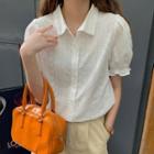 Puff-sleeve Lace Short-sleeve Shirt
