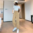 Elastic-waist Contrast Line Sweatpants