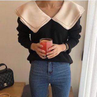 Collar-detail Sweatshirt Black - One Size