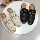 Embroidered Loafer Mules