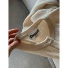 Round-neck Wool Blend Cropped Cardigan Cream - One Size