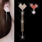 Rhinestone Heart Non-matching Earring As Shown In Figure - One Size