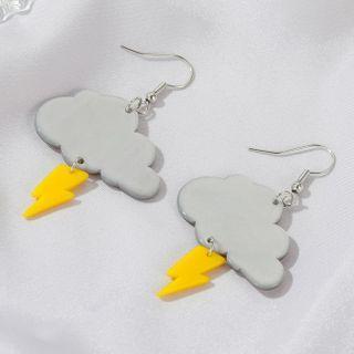 Acrylic Lightning Cloud Dangle Earring 1 Pair - 01 - 2786 - Gray - One Size