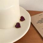 Heart Alloy Earring 1 Pair - Red & Gold - One Size