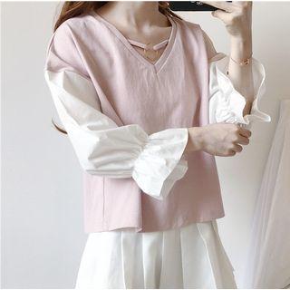 Paneled Long-sleeve T-shirt Yellow - One Size