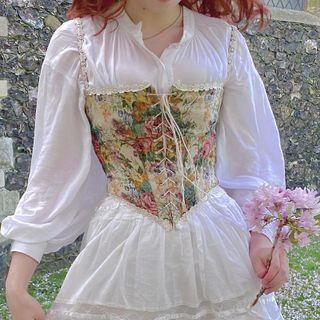 Flower Print Lace Up Camisole Top