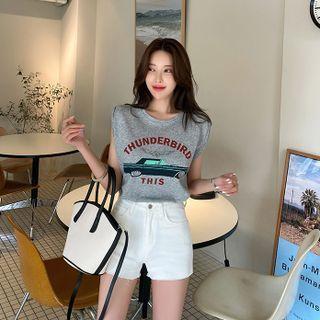 Car Print Sleeveless Top
