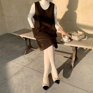 Pocket-detail Corduroy Midi Overall Dress