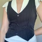 V Neck Stripe Button-up Vest