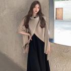 Plain Midi A-line Dress / Knit Cape