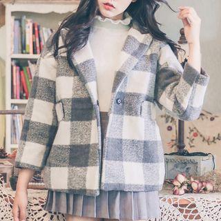 Plaid Snap-button Jacket