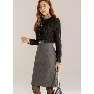 Faux-pearl Napped Lace Blouse