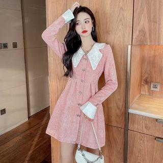 Wide-collar Mini A-line Shirtdress