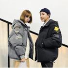 Couple Matching Applique Hooded Zip Padded Coat