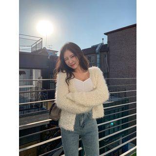 Woolen Nubby-knit Cardigan