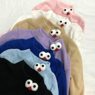 Long-sleeve Mock Neck T-shirt / Chinese Character Sweater