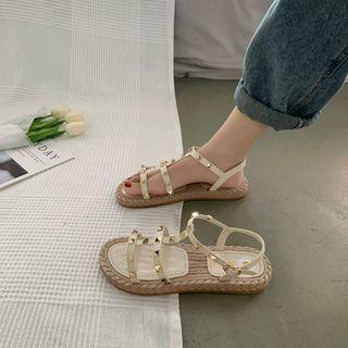 Studded Ankle-strap Flat Sandals