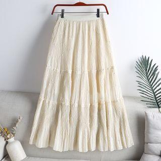 High-waist Panel Sequined Pleated A-line Skirt