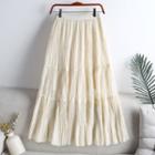 High-waist Panel Sequined Pleated A-line Skirt