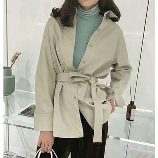 Faux Leather Button Jacket