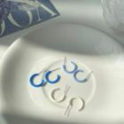 Set Of 6: Alloy Hook Earring 3 Pair Set - White & Light Blue & Blue - One Size