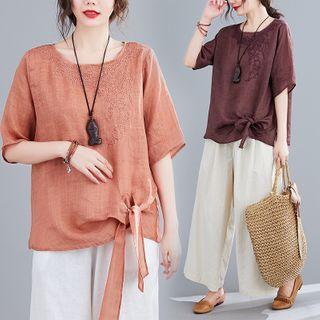 Plain Embroidered Bow T Shirt
