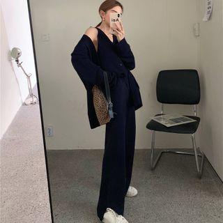 Knit Vest / Wide Leg Pants / Cardigan