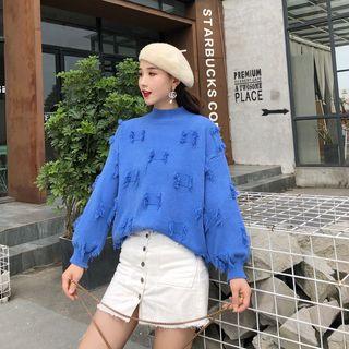 Fray Trim Round Neck Sweater